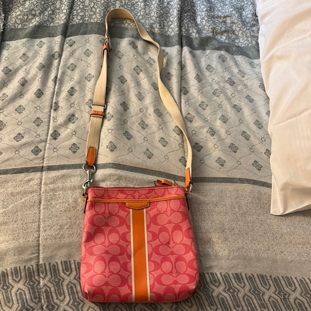 Stylish Pink and Orange Crossbody Bag